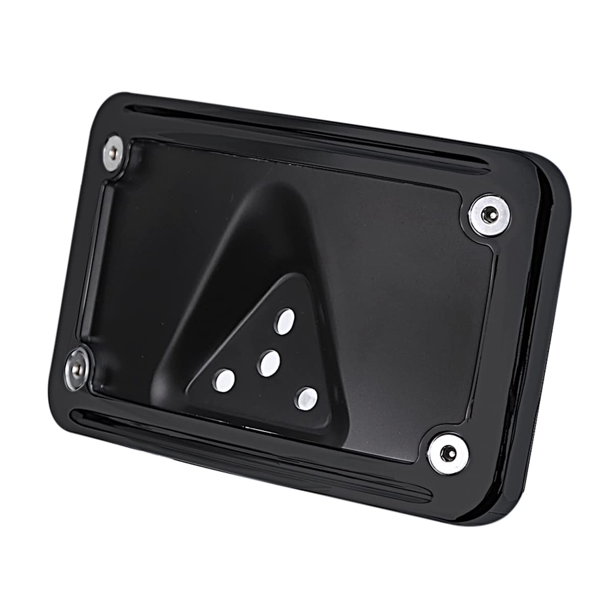 Black Curved Laydown License Plate Mount Bracket For Harley 3 Hole Mount (Black)