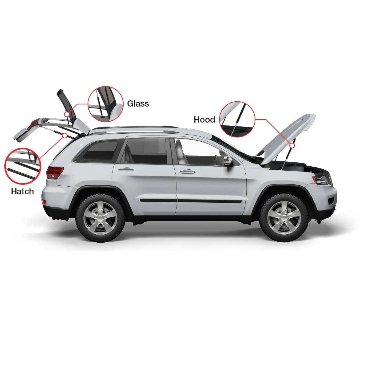 SCHNORKEL 2Pcs Rear Lift Supports for 2008-2015 Nissan Rogue, Liftgate Tailgate Hatch Struts, Compatible with Reuse Bracket, As Shown