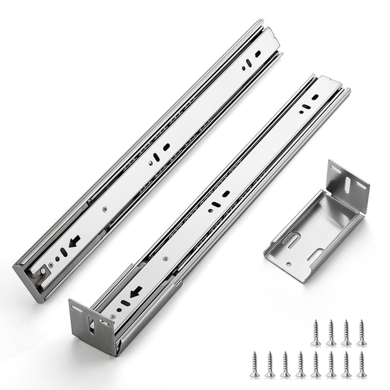 16 Inches Drawer Slides - 10 Pairs Soft Close Drawer Slides Heavy Duty Side Mount Ball Bearing Drawer Slides Brushed Nickel Drawer Rails With Mounting Brackets