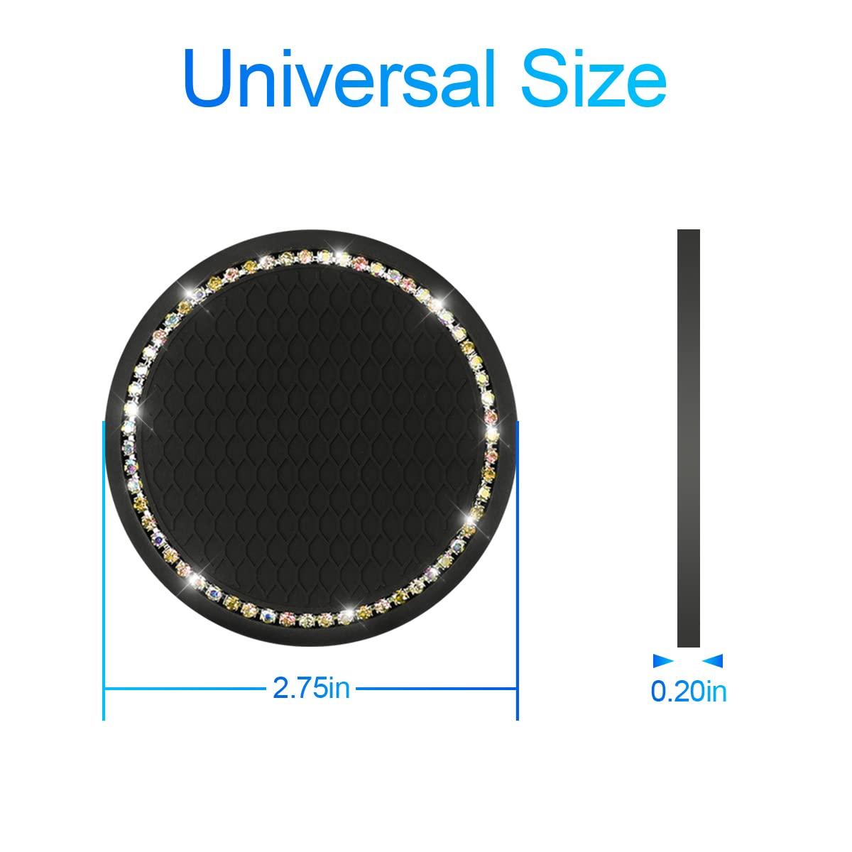 2 Pack Car Bling Cup Holder Coaster, 2.75 Inch Crystal Rhinestone Car Cup Holder Insert Coaster,Universal For Cars, Vehicles, Suvs, Car Interior Accessories For Women And Men (Ab Color)
