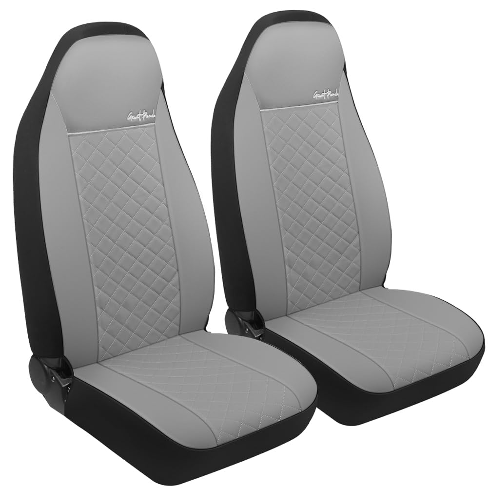 GIANT PANDA Front Seat Covers for Bucket Seats, Faux Leather Seat Covers Universal for Most Cars SUV and Mini Van (Grey)