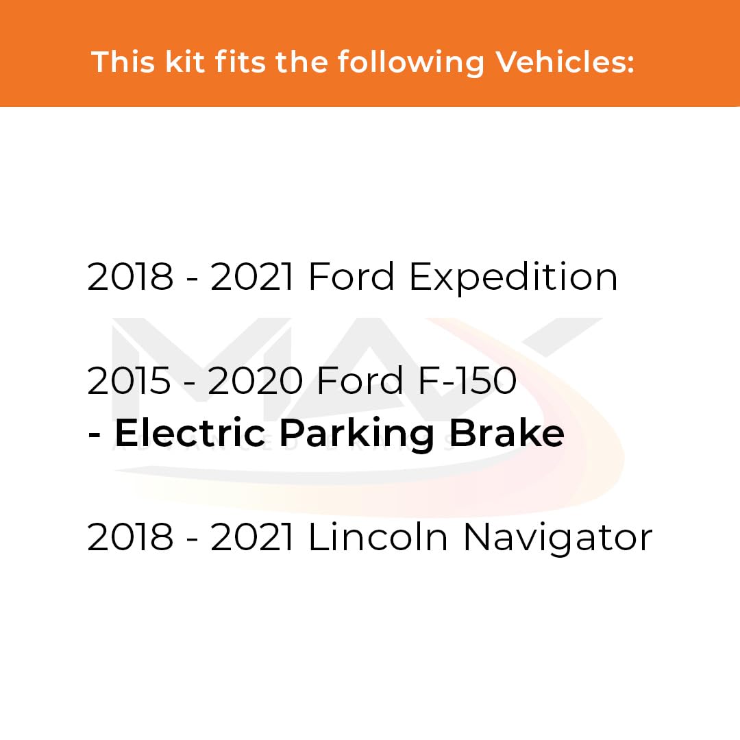 Max Advanced Brakes Rear Brake Kit For 2015-2020 Ford F150 W/Epb 2018-2021 Ford Expedition Lincoln Navigator Replacement Cross Drilled Disc Brake Rotors And Ceramic Brake Pads