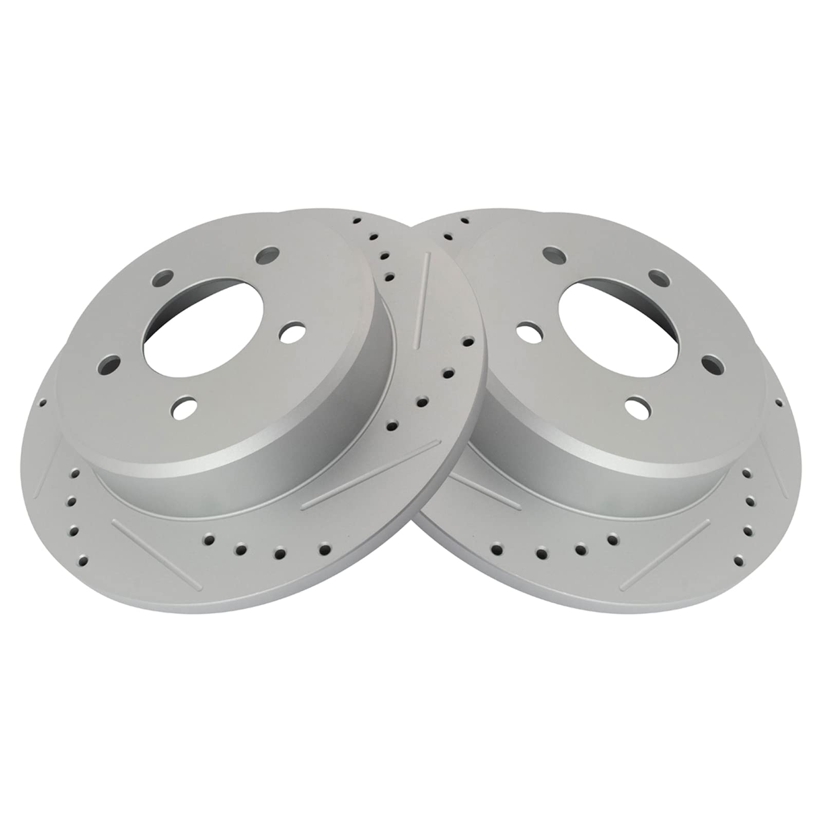 Trq Brake Rotors Set Performance Premium G-Coated Slotted X Drilled Compatible With 97-07 Chrysler Town & Country 00 Voyager 00-