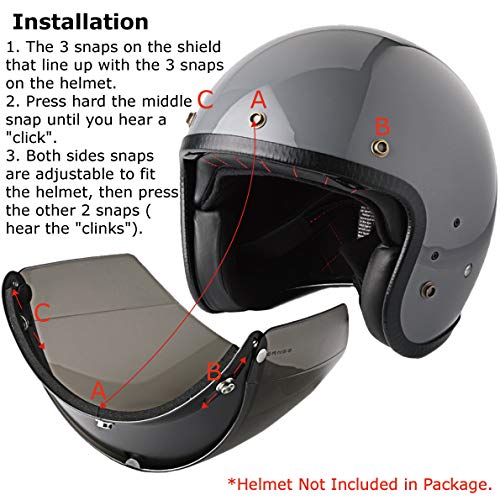 Chern Yueh 3-Snap Flip Shield Visor For Motorcycle Helmets (Clear)