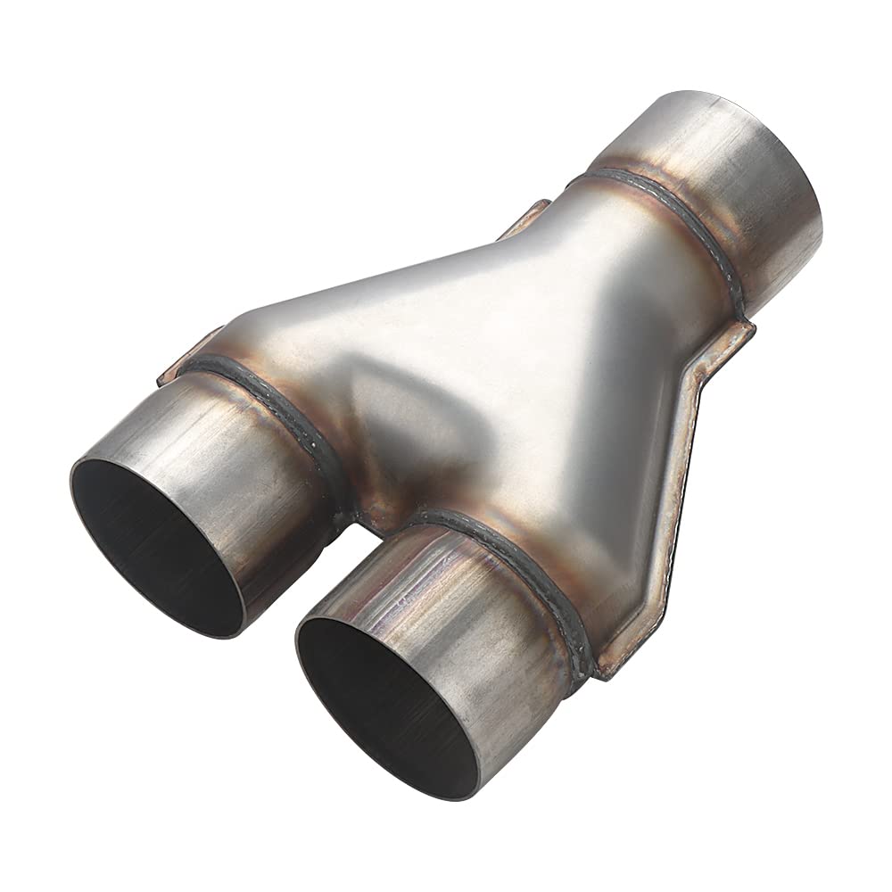 A-Karck Exhaust Y Pipe 3'' Inlet, Stainless Steel 10'' Long Dual 3'' Outlet Y Pipe Withstands High Temperatures (Wide-Body)