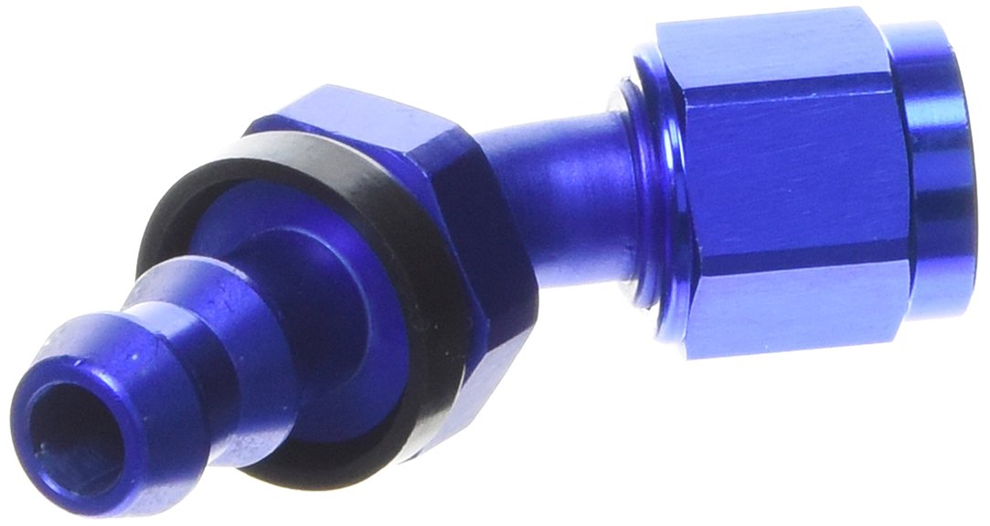 Russell/Edel 624080 Twist-Lok Red/Blue Anodized Aluminum -6An 45-Degree Hose End