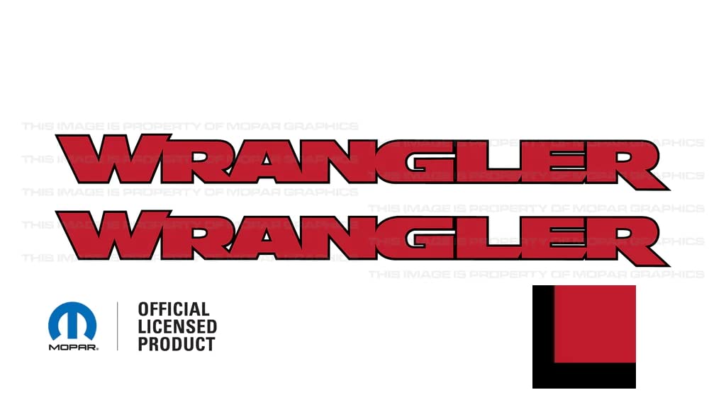 Decal Mods Wrangler Hood Graphic Vinyl Decal fits Jeep Wrangler JK/JL/JT (2007-2024) Red w/Black Outline FRBO (Set of 2) | FJ3Y9