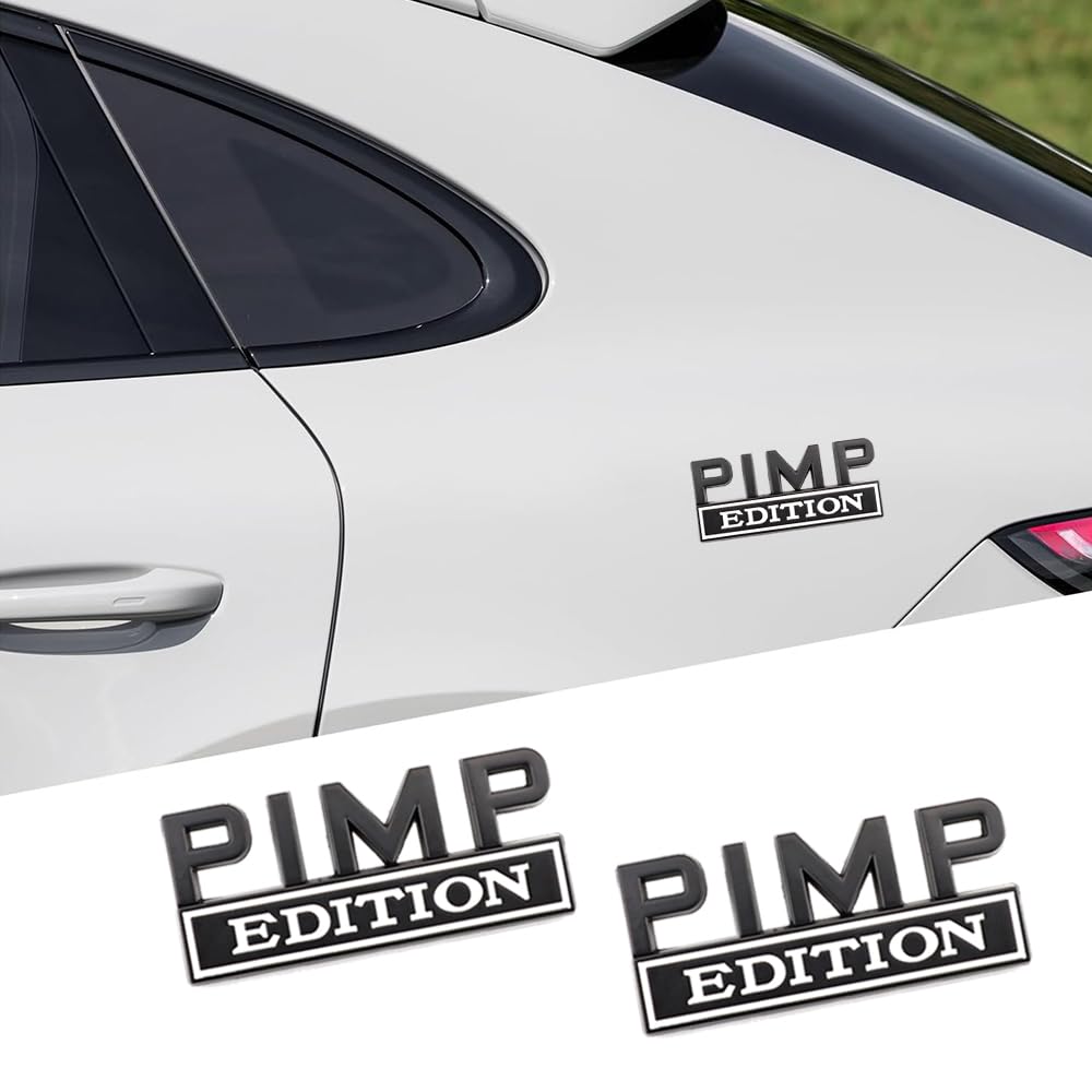 Carrun 2 Pcs Pimp Edition Emblem Car Side Rear Front Hood Trunk Metal Badge 3D Decal Sticker Fit For F150 F250 F350 Silverdo 150