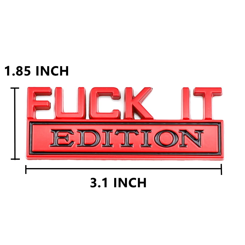 Carrun 2 Pcs Fuck It Edition Emblem Car Side Rear Front Hood Trunk Door Badge 3D Decal Sticker Fit For Car Truck Suv (Fuck It, R