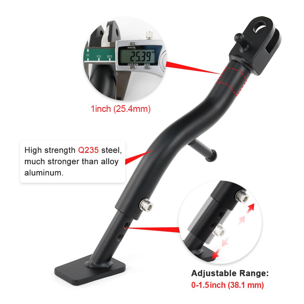 Xitomer 0-1 Inch Motorcycle Adjustable Kickstand Fit For 2023 2022 Klr650 2008-2018 Klr650 Adjustable Side Stand (Adjustable 0-2.4 Inch)