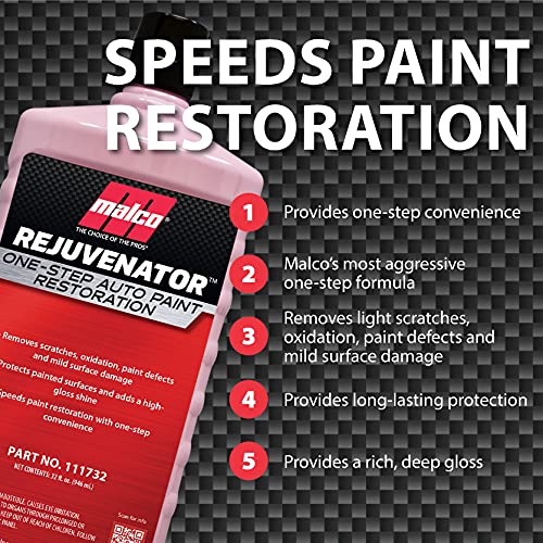 Malco Paint Rejuvenator - Automotive Paint Restoration & Scratch Remover, 1 Gallon, Clear