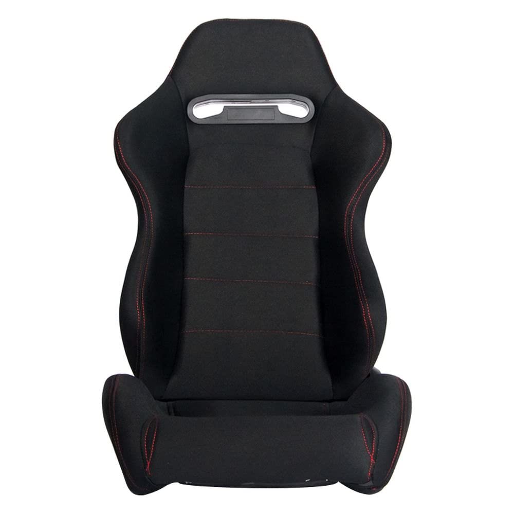 Cipher CPA1013 Black Cloth with Red Stitching Universal Racing Seats- Sold as a Pair