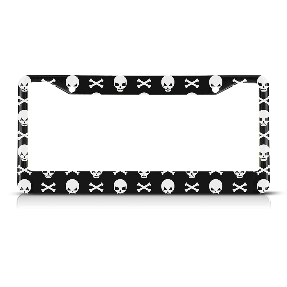 Beabes Halloween Skull License Plate Frame Dead Skull Design Car Frames, License Plates Holder, Dark Gothic Pattern License Plat