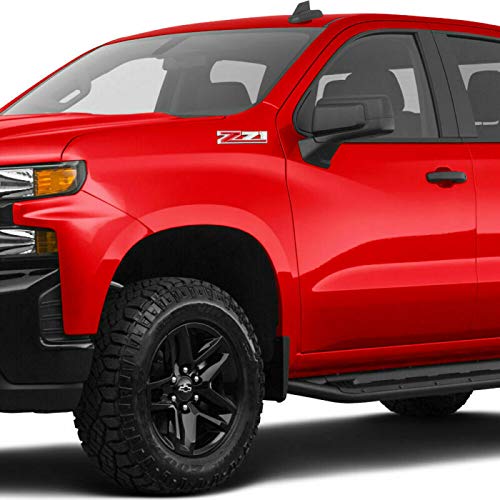 2X Large Size Z71 RH LH Side Fender Emblem Nameplate Badge Decal Replacement for 2019-2021 Chevy Silverado (Chrome Red)
