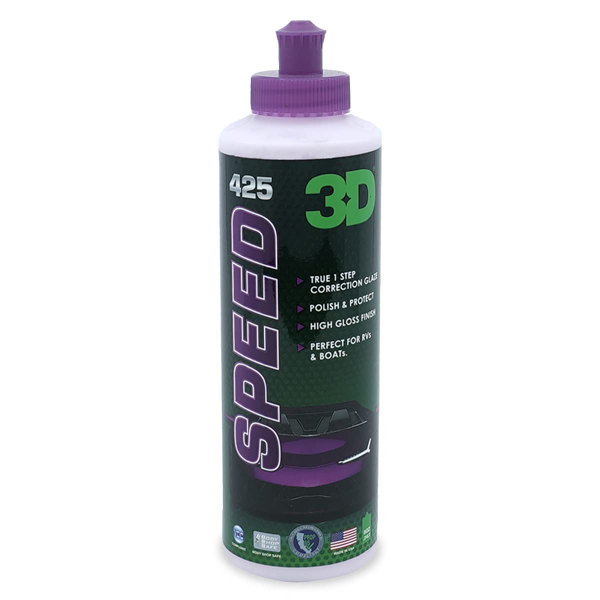 3D Speed Car Polish & Wax - 8Oz - All-In-One Scratch Remover & Swirl Correction With Wax Protection