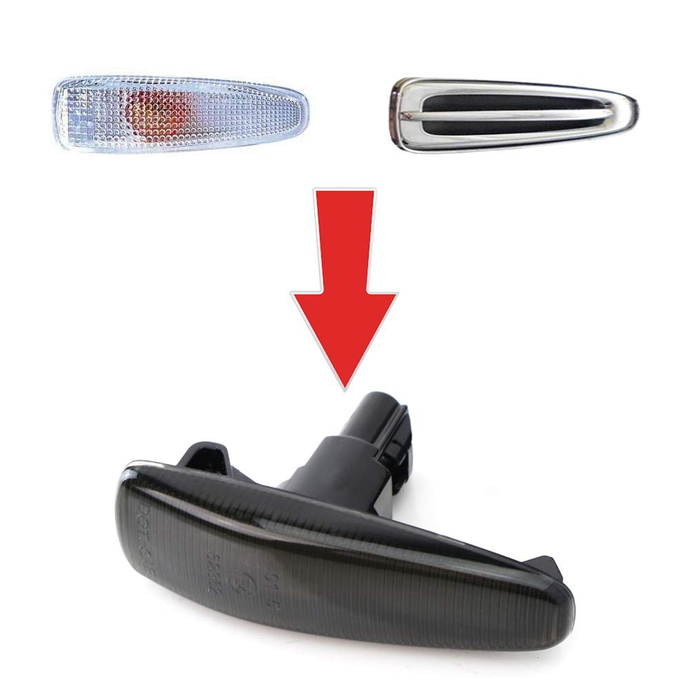 Ijdmtoy Smoked Lens Amber Full Led Front Side Marker Lights Compatible With Mitsubishi Lancer Evo X Mirage Outlander Sport, Powe