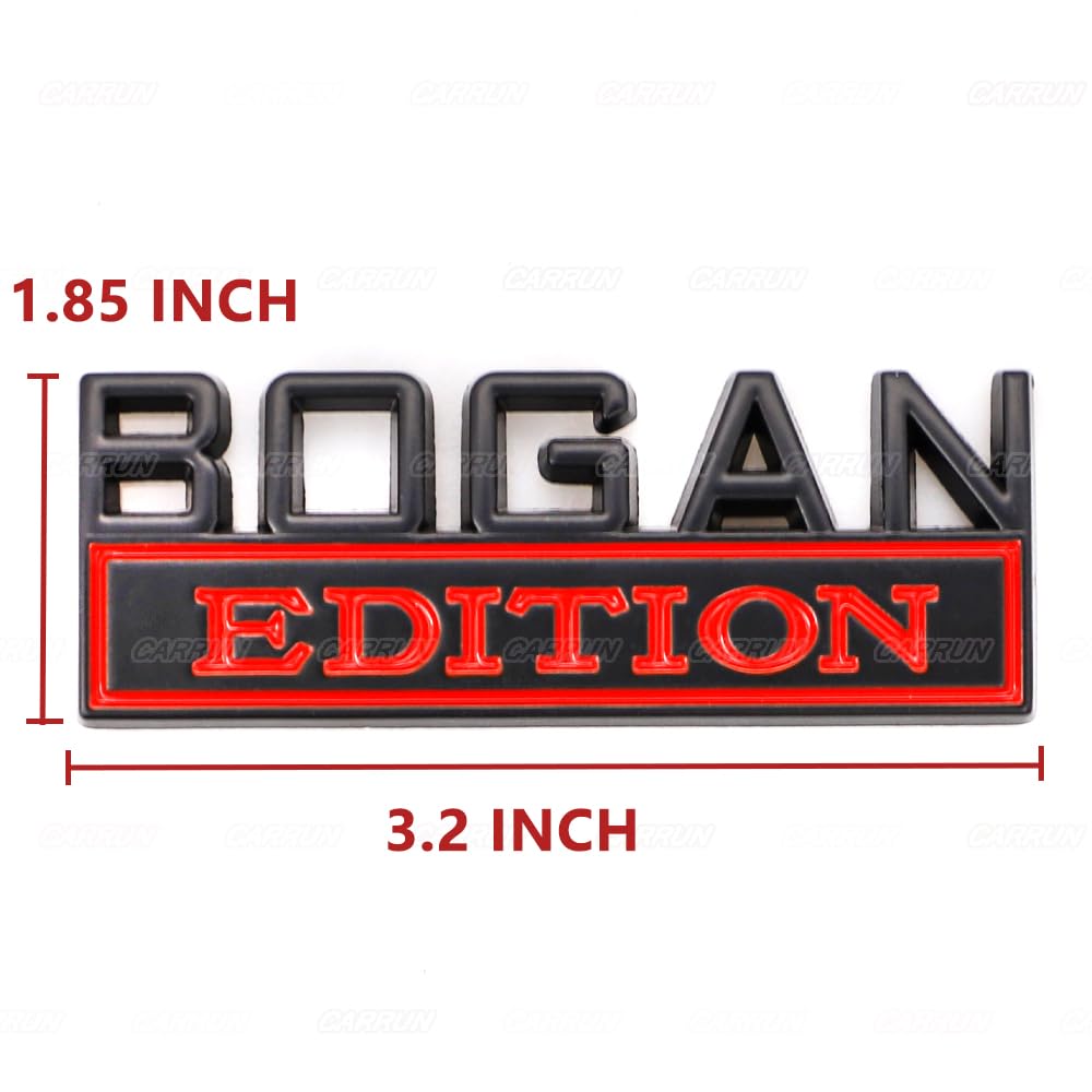 2 Pcs Bogan Edition Emblem Car Side Rear Front Hood Trunk Door Badge 3D Decal Sticker Fit For Car Truck Suv (Bogan, Black Red)