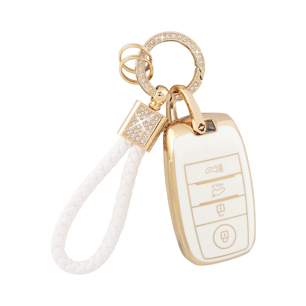 Pifoog Key Fob Cover For Kia Optima Soul Sportage Sorento Forte Rio Niro Accessories Bling Keychain Soft Tpu Car Keys Case Shell