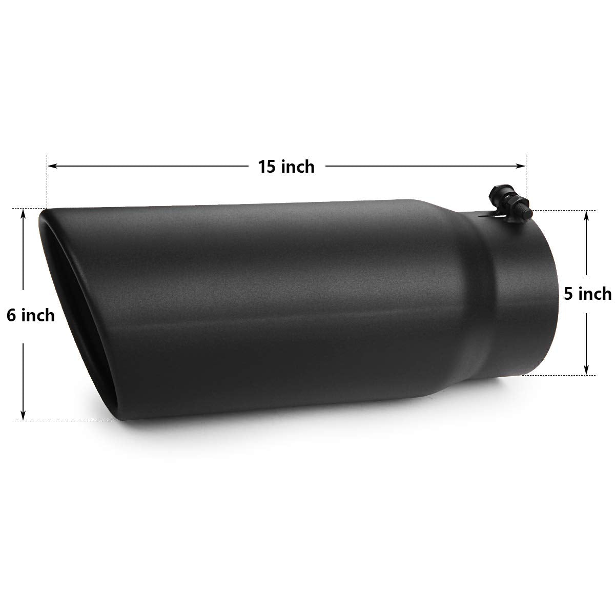 Exhaust Tip 5'' Inlet, A-Karck Exhaust Tailpipe Tip 5'' Inlet 6'' Outlet 15'' Long Black Coating Bolt On For Pickup Truck Tailpi