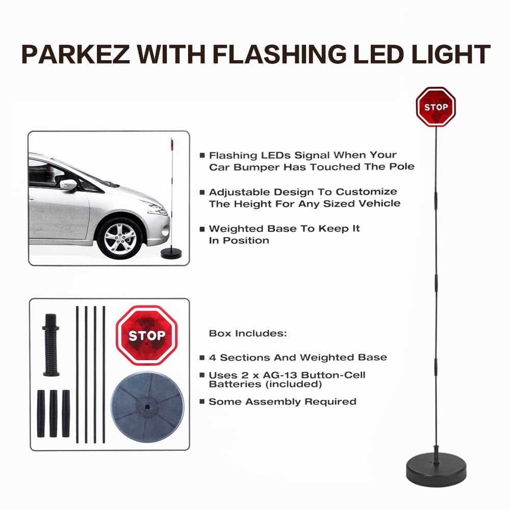 Reswish LED Light Parking Stop Sign,Smart Parking LED Garage Flashing Warning Stop Sign, Parking Assist LED Stop Sign Parking As
