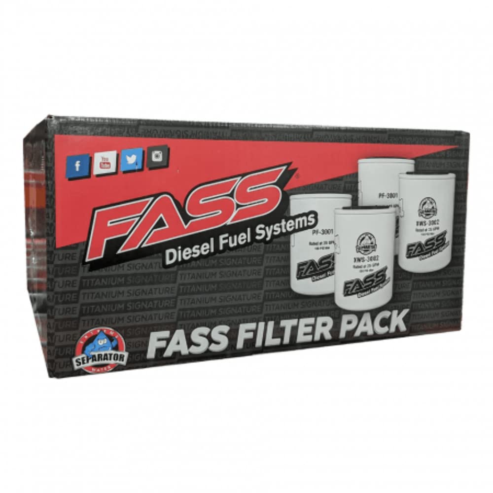 Fass Titanium Series Fuel Filter & Water Seprator Pack Combo Of 4 | (2) Xws-3002 | (2) Pf-3001