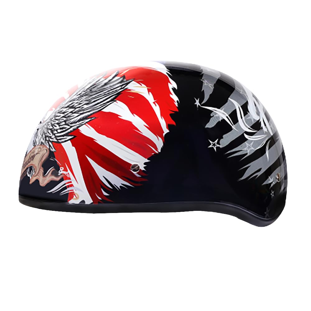 Daytona Helmets Motorcycle Half Face Helmet - Dot Approved Skull Cap Motorcycle Helmet For Men - Patriotic Eagle Usa Graphics Be