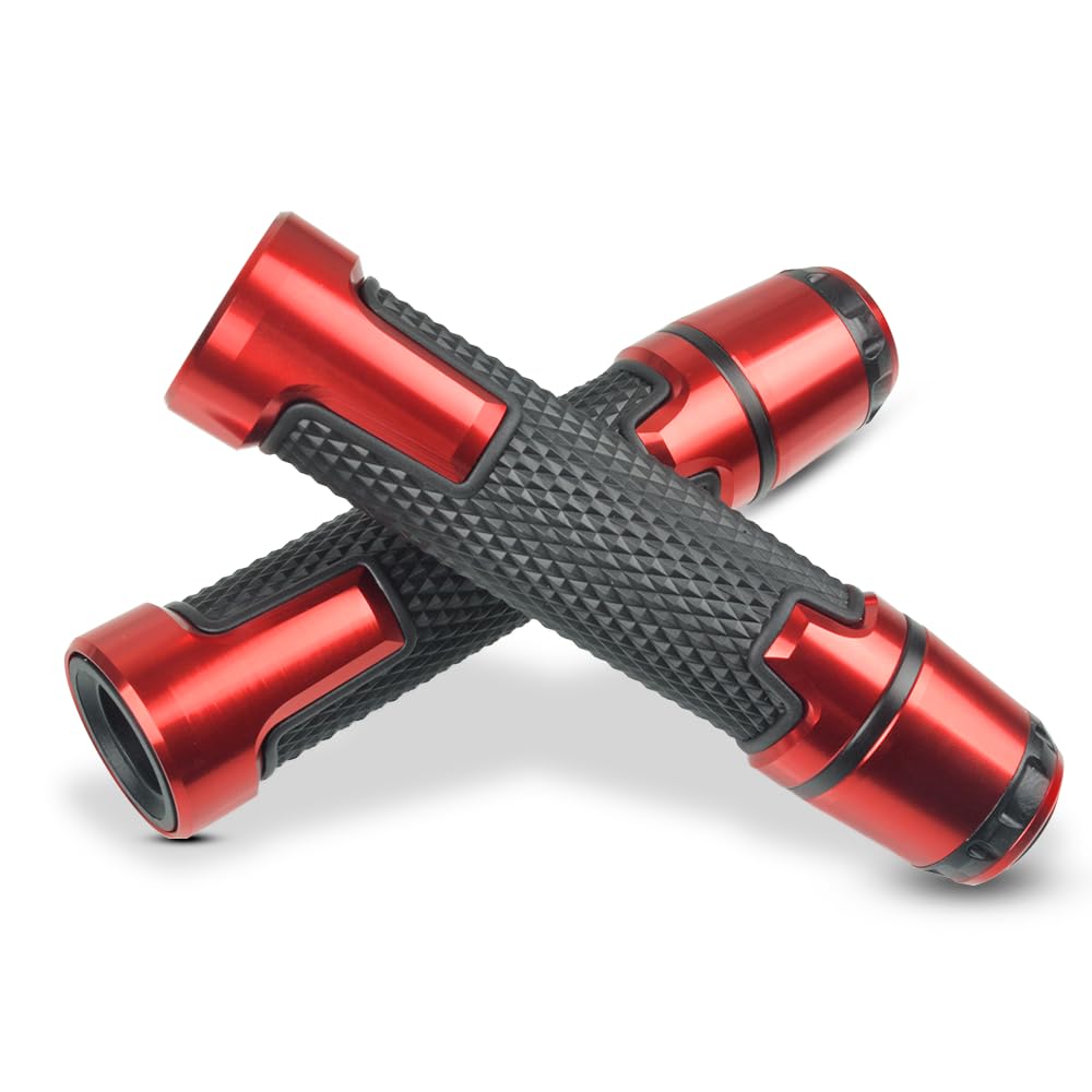 7/8'' 22Mm Motorcycle Cnc Aluminum Powersports Handlebar Grips With Grip Ends For Cbr500 Cbr1000Rr Cbr1100Xx Cbr125 Cbr250 Cbr300R Cbr400Rr Cbr450Sr Cbr600Rr Cbr600F Cbr900Rr Cbr954Rr Red
