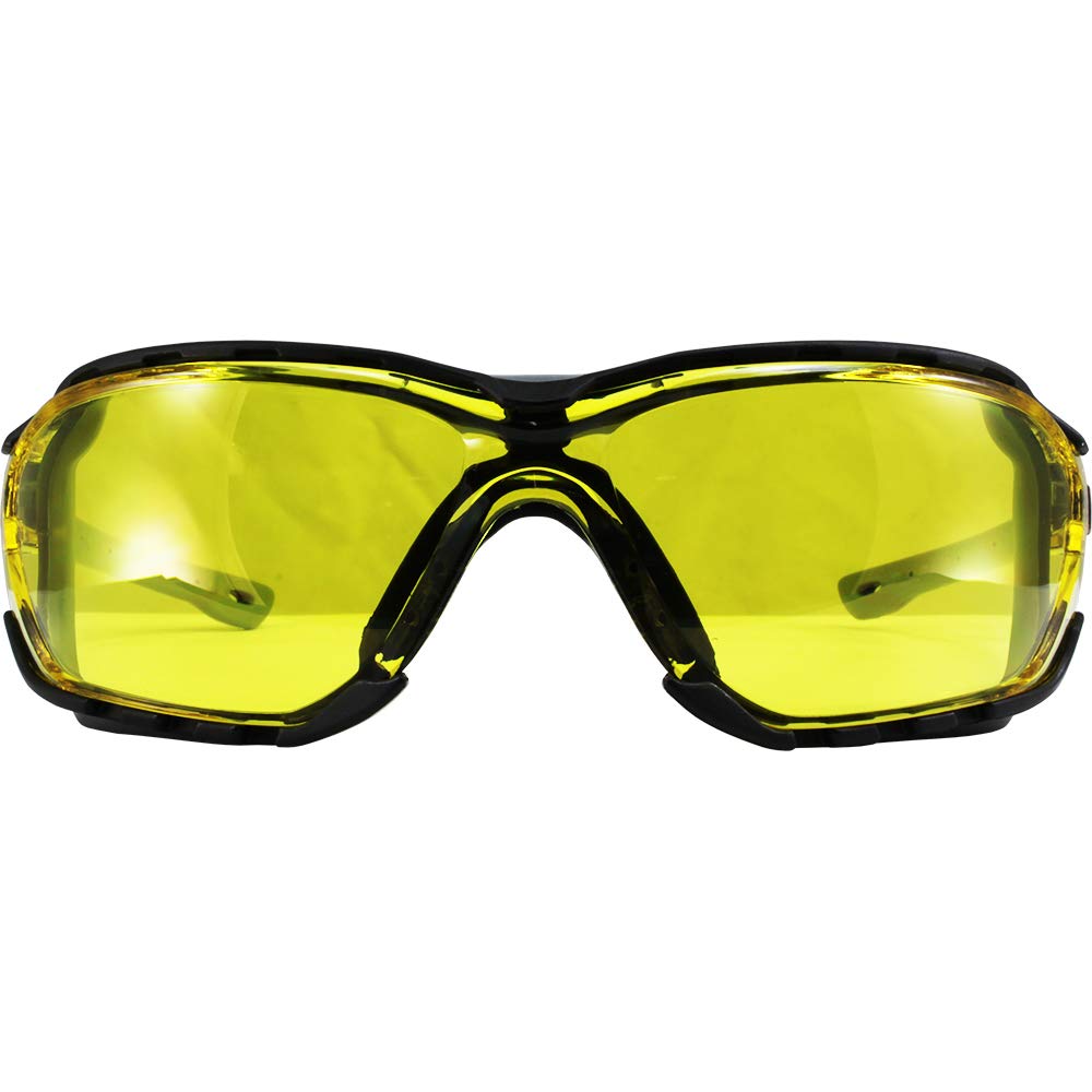 Birdz Eyewear Gasket Safety Padded Motorcycle Sport Sunglasses Grey With Clear Lens (Yellow)