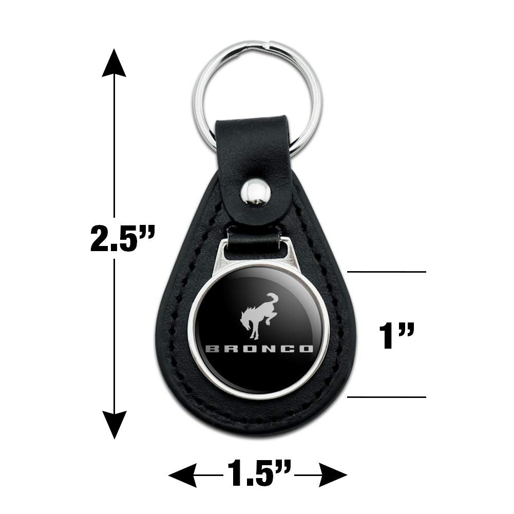 Graphics & More Black Leather New Bronco Logo Keychain