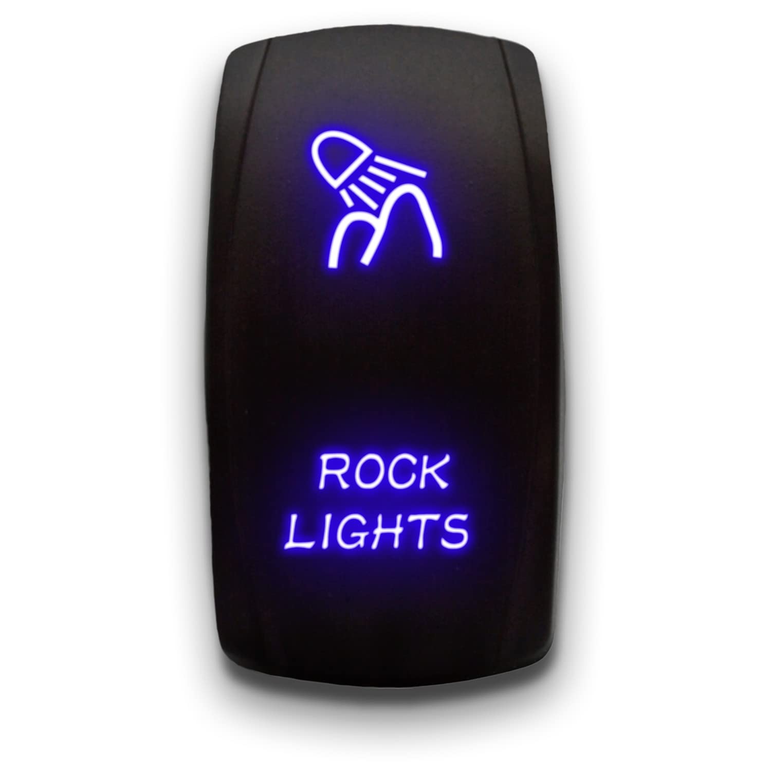 Rock Lights - Blue - Laser Etched Toggle Switch 20A 12V - Vertical Rocker Switch 5-Pin DPST
