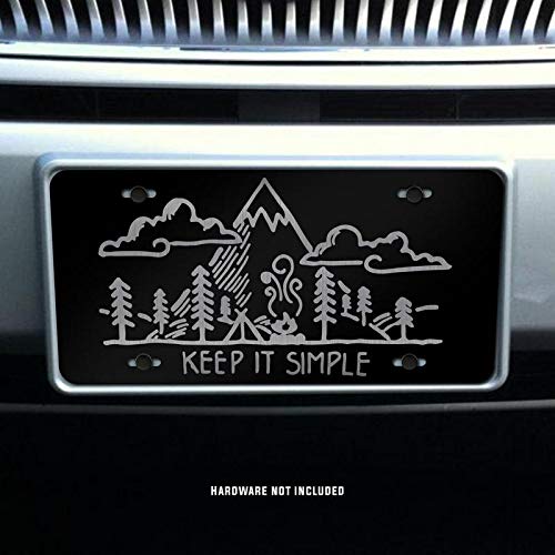 Outdoor Camping Hiking Mountains Explore Etched Front Vanity Plates (Keep It Simple)