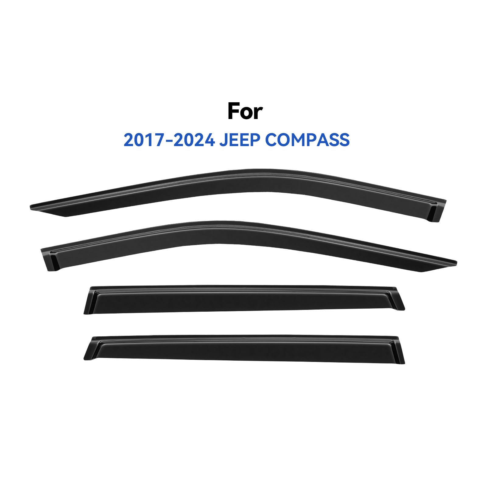 YQAUTEC Smoked Window Visors Rain Guards for 2017-2025 Jeep Compass, Out-Channel Wind Deflectors & Shades