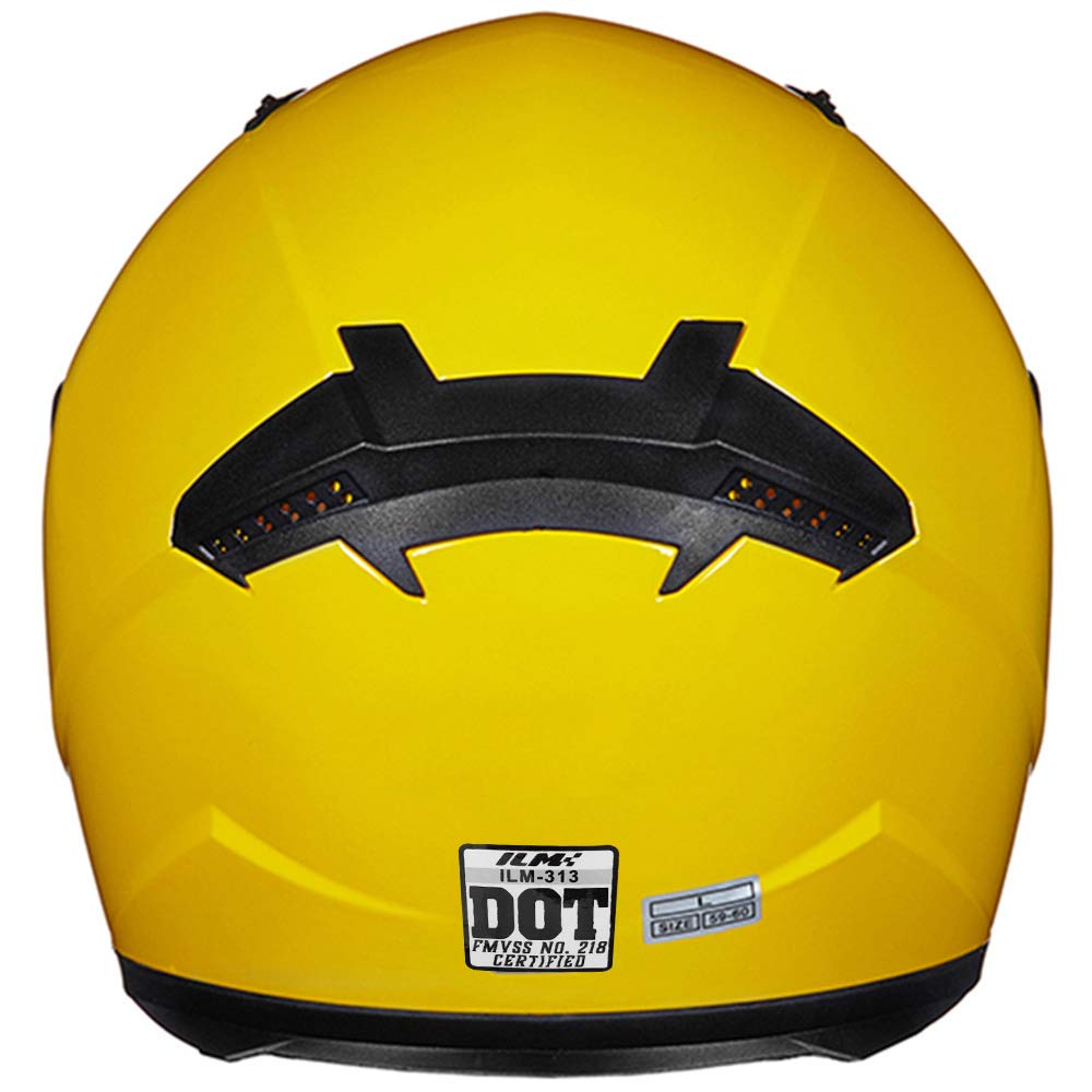 Ilm Full Face Motorcycle Street Bike Helmet With Removable Winter Neck Scarf + 2 Visors Dot Model-Jk313 (M, Yellow)