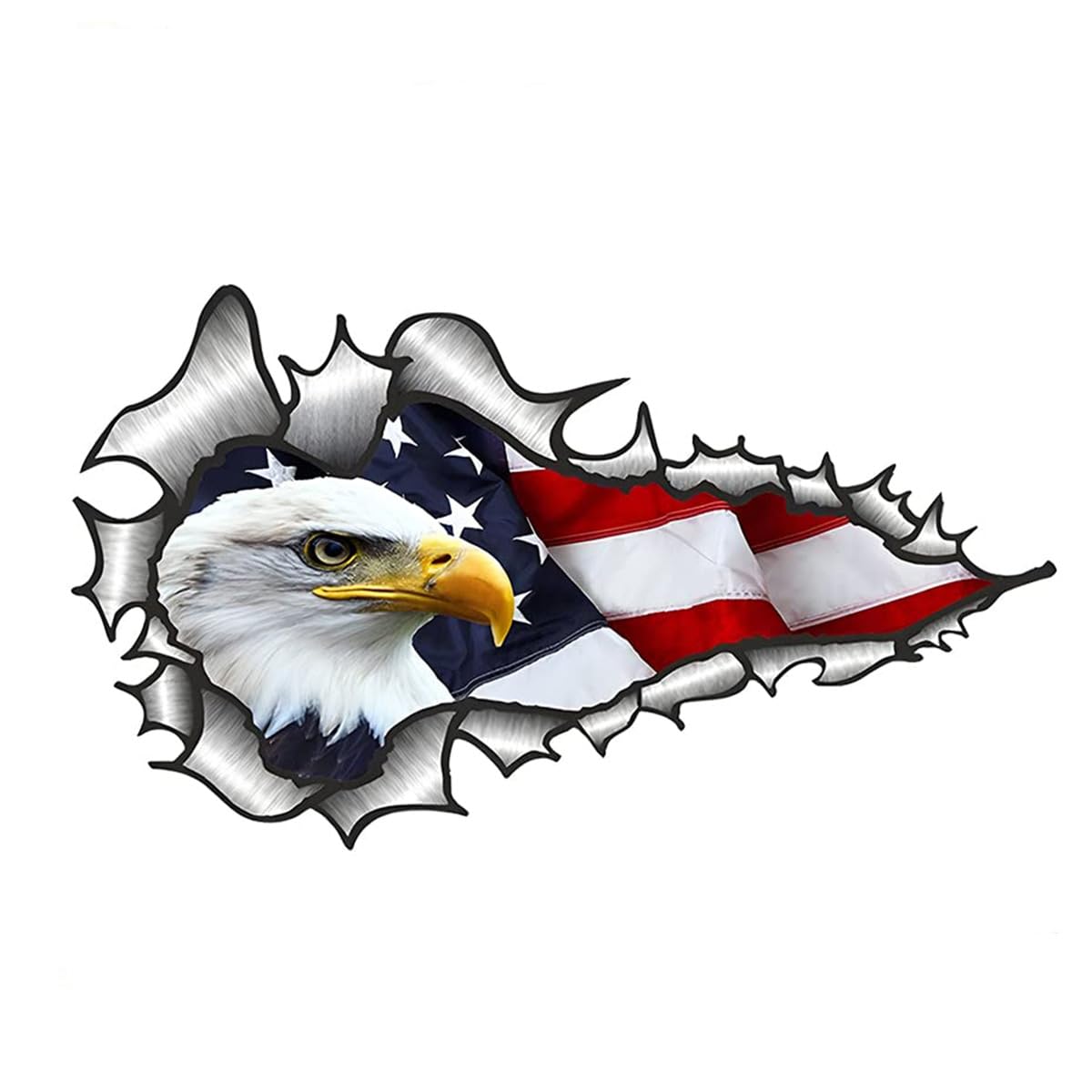 2 Pack American Bald Eagle Flag Car Decal Sticker, 7.48X4.33 Inch Patriotic Eagle Truck Decal Waterproof Bumper Sticker for Car 