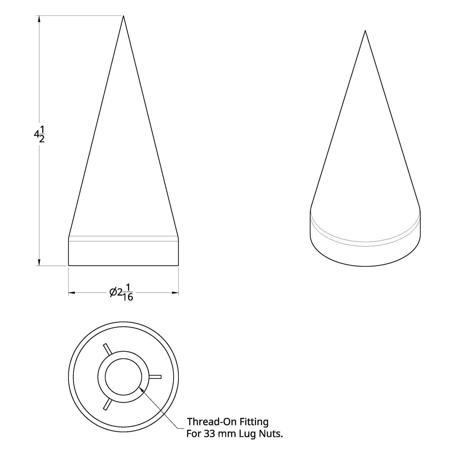 United Pacific 10780Cb - Wheel Lug Nut Cover Set - 33Mm X 4.25&quot; Chrome Plastic X Spike Nut Cover - Thread-On (60 Pack)