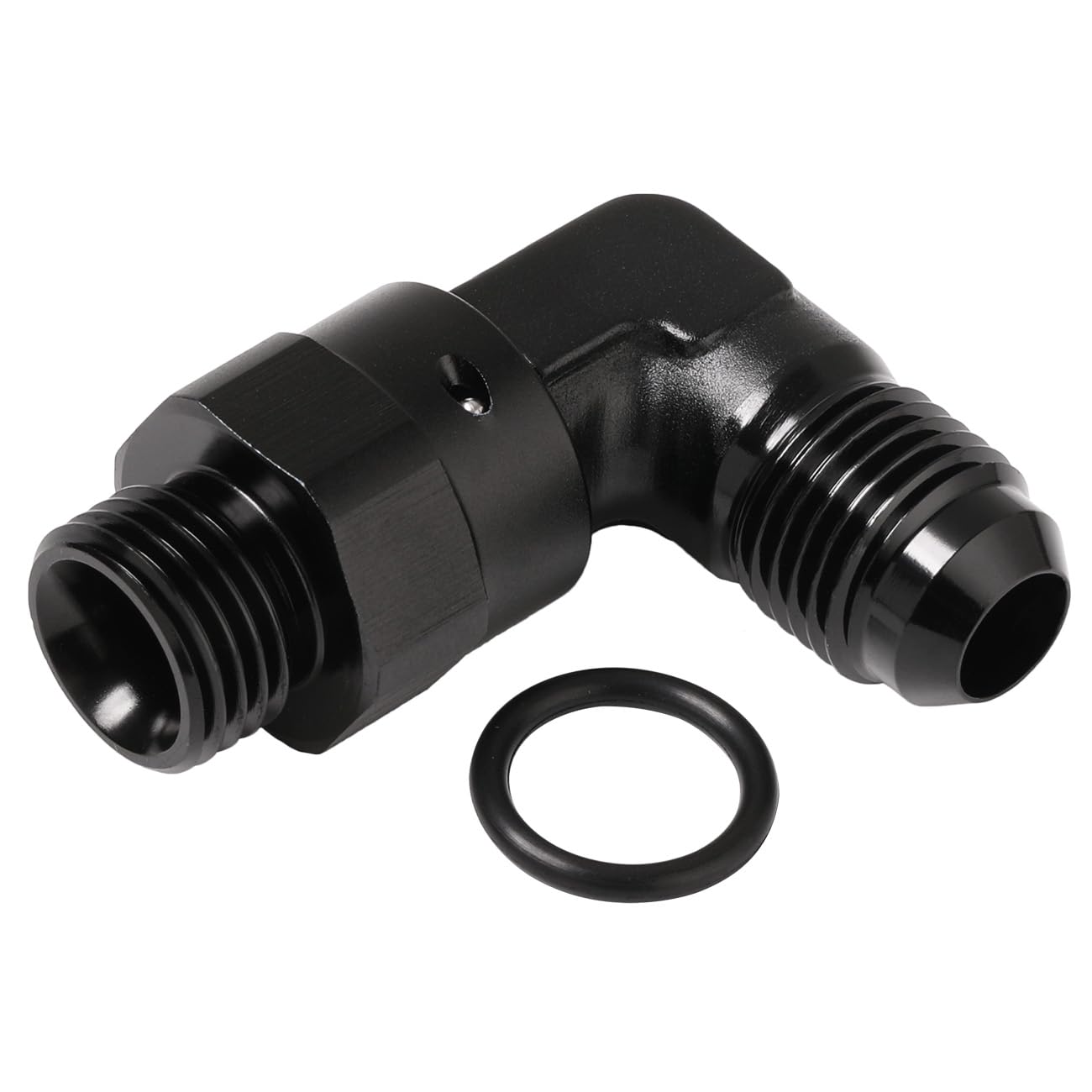 Podavelle 6An Male Flare To 6An -6 Orb O-Ring Boss 90 Degree Swivel Fitting Adapter Aluminum Black