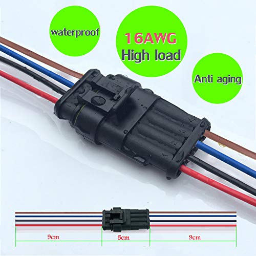 Yetor 16 Awg Way Car Waterproof Electrical Connector,4 Pin Plug Auto Electrical Wire Connectors Marine For Car, Truck, Boat, And Other Wire Connections.(5 Pack)¡
