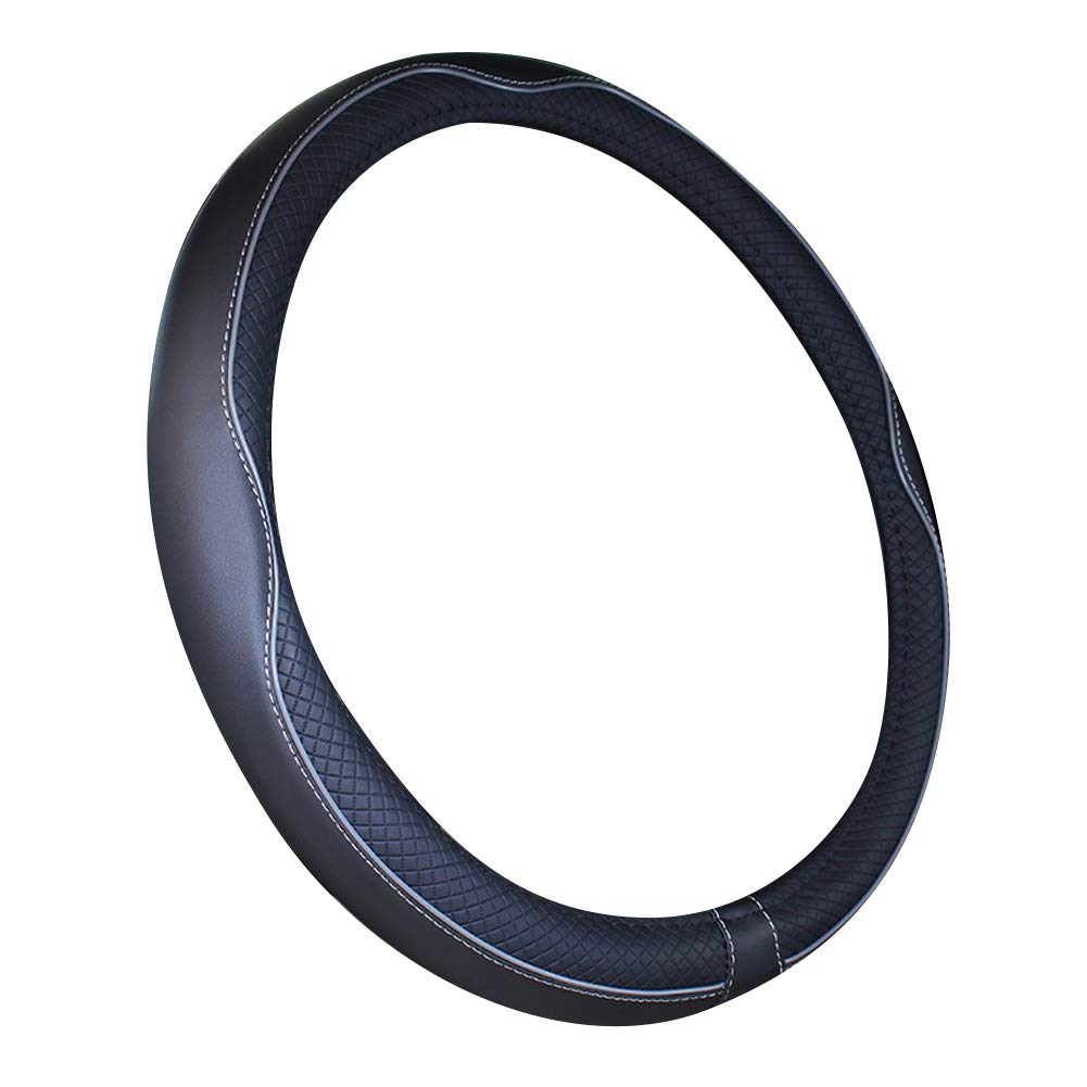 Mayco Bell Universal Standard Size Steering Wheel Cover Anti-Slip,Safety,Soft,Breathable,Durable,Full Surround,Comfortable Grip Microfiber Leather (14.5-15 Inch,Black Gray)