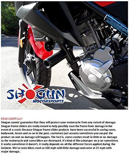 Shogun Fits Honda Cb300F Cb 300 F 2015 2016 2017 2018 Black No Cut Frame Sliders Fits Abs & Non Abs Models - 750-3129 - Made In