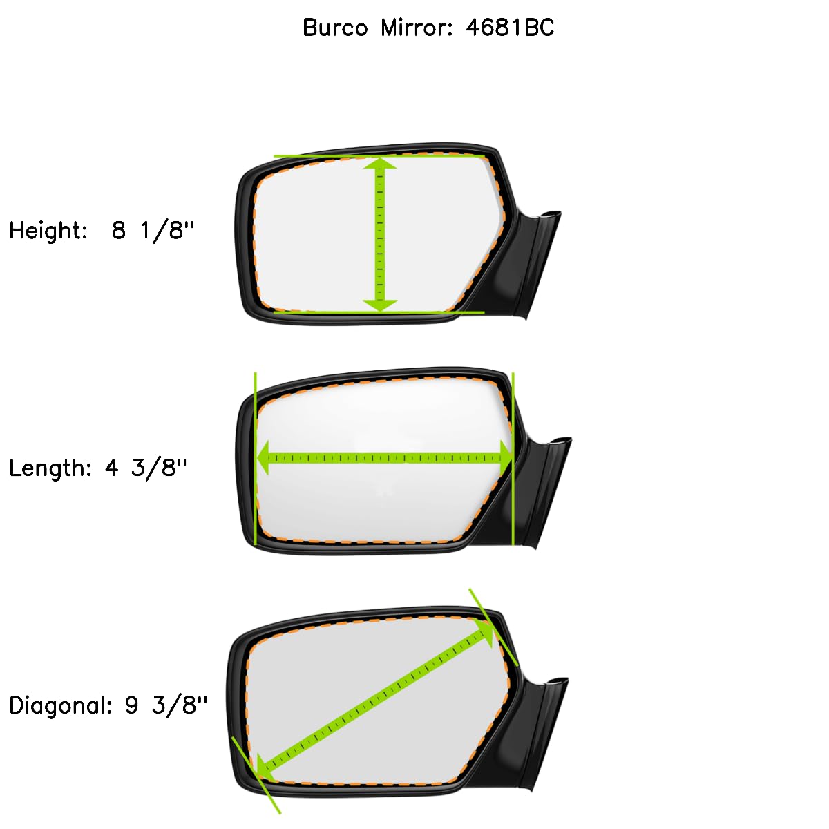 Left Driver Side Mirror Glass Lens For 13-19 Flex W/Blind Spot Detect Icon