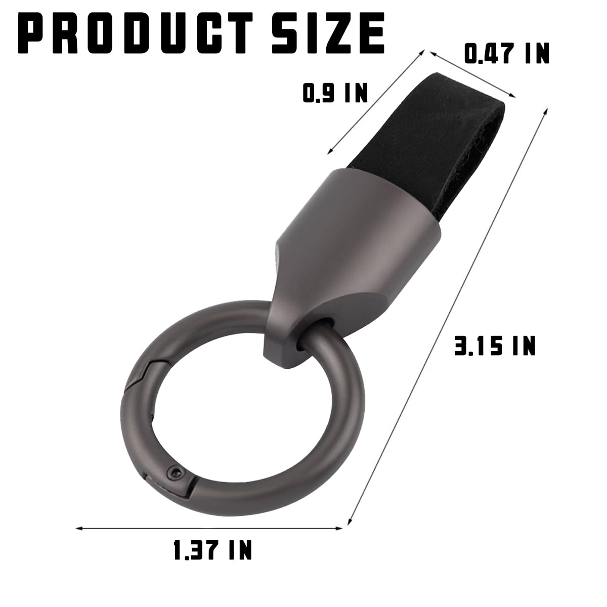 Bittwee Car Key Chain Ring Clip, Leather Multifunctional Auto Key Fob Rings Keychain With Keyrings Buckle For Men Women(Black)