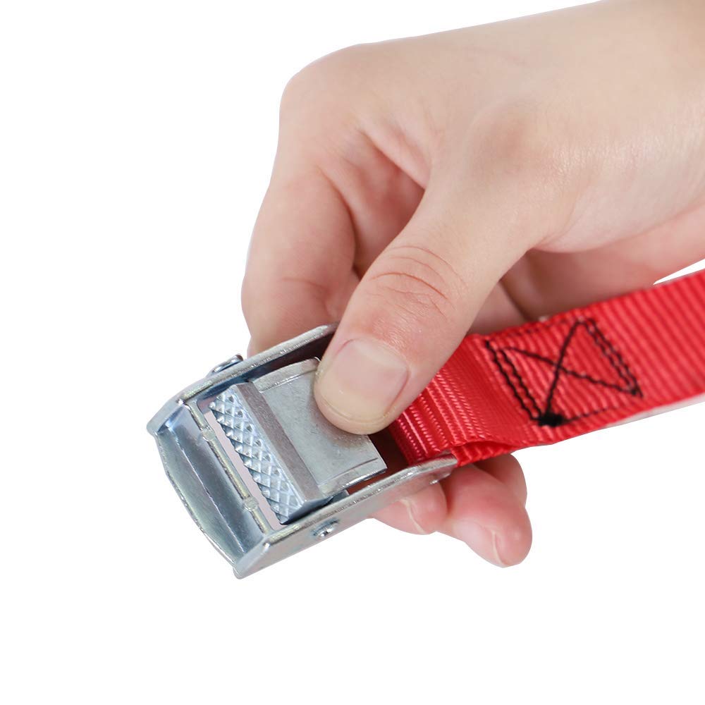 Xstrap Standard Cam Buckle Straps 6Pk 8Ft Powersports Tie-Downs 1-Inch Red Lashing Straps With Carry Bag, Ideal For Securing Cargo, Luggage, Bicycles