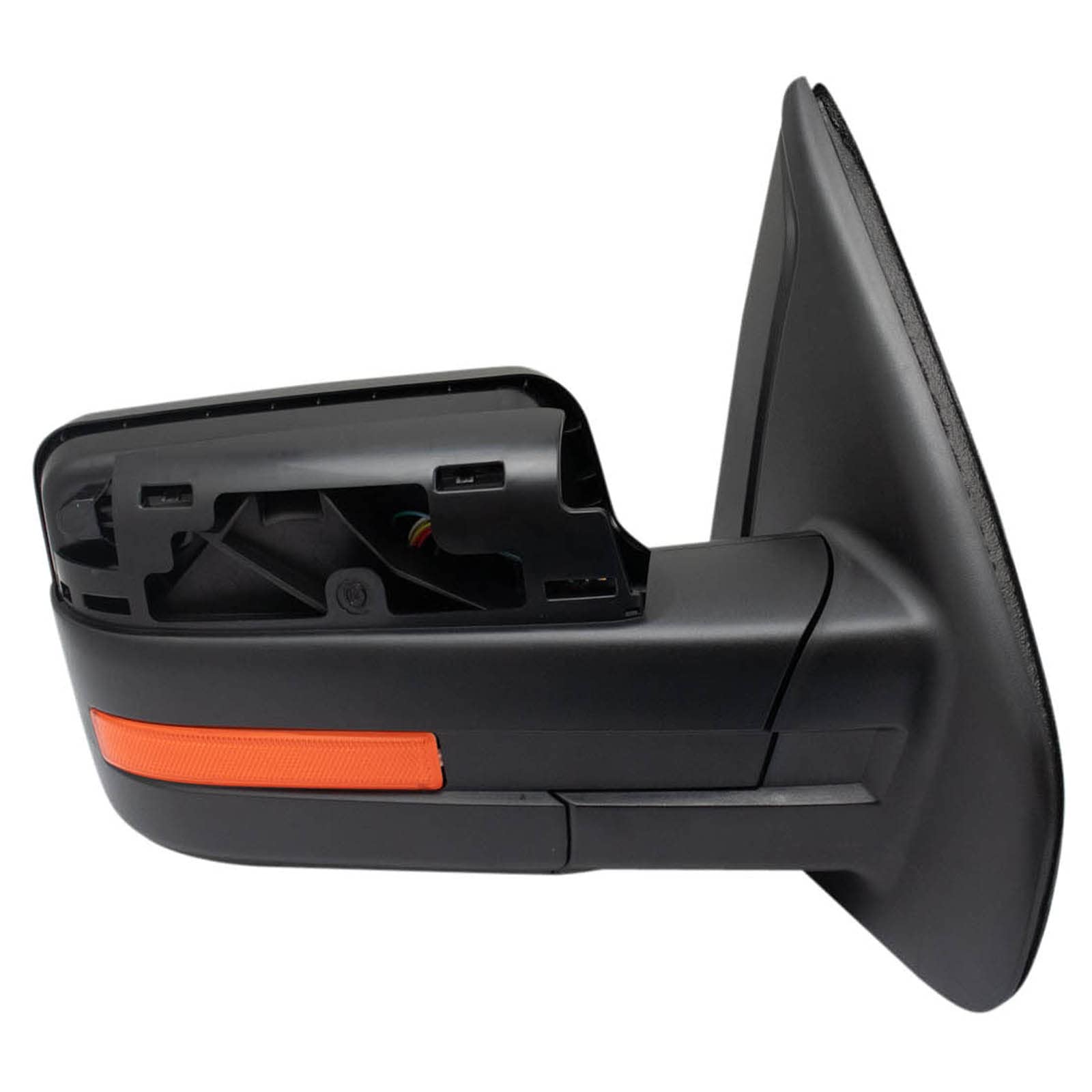 Trq Right Mirror With Heat Manual Folding With Memory With Black Cover Passenger Side Compatible With 2009-2014 Ford F-150 Fo132