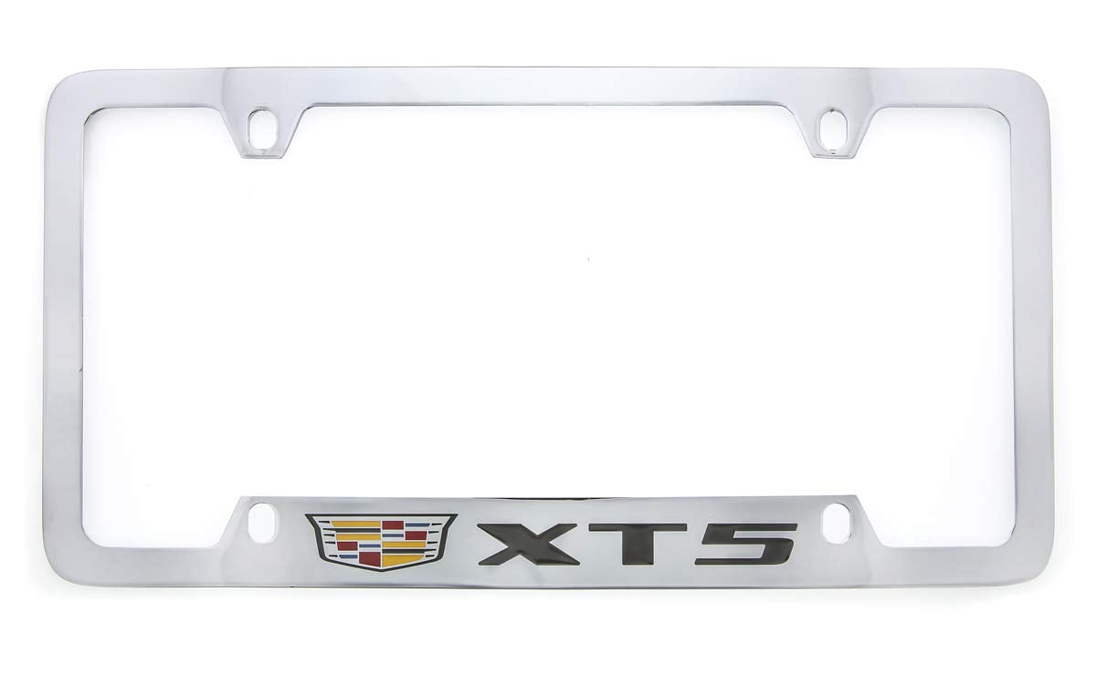 License Frame Inc. Cadillac Xt5 Brass License Plate Frame With Chrome Finish (4 Hole)