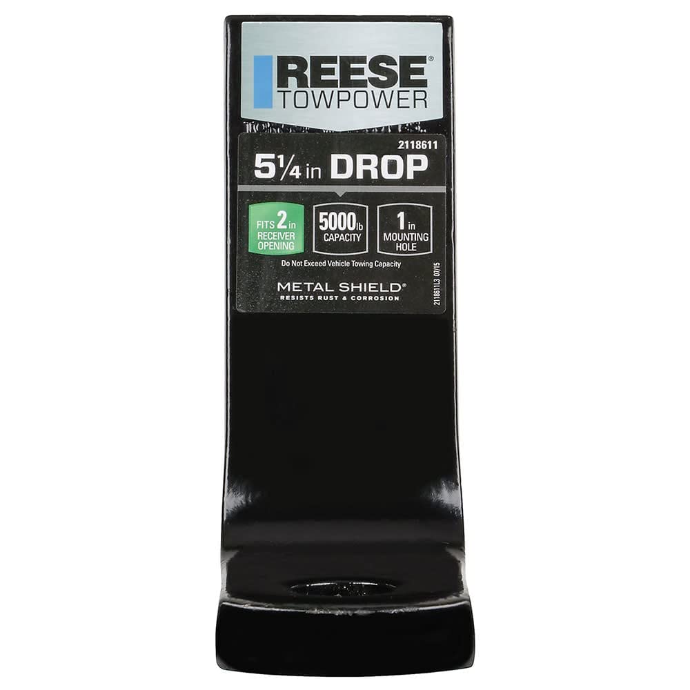 Reese Towpower Trailer Hitch Ball Mount, 6,000 Lbs. Capacity, Fits 2 In. Receiver, 5-1/4 In. Drop, Black