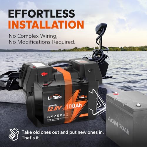Litime 12V 100Ah Bci Group 24 Lifepo4 Battery, 100A Bms Rechargeable Lithium Battery With Up To 15000 Cycles, 1.28Kwh -Higher Energy Density, Perfect For Rvs, Van, Trailer, Motorhome And Boats