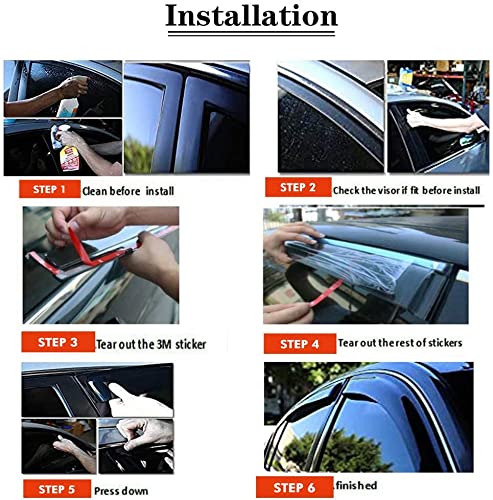 Window Visors Rain Guards Side For Honda Civic Hatchback 2016-2021, Vent Sun Shade Visor Wind Deflectors, 4-Pieces Set