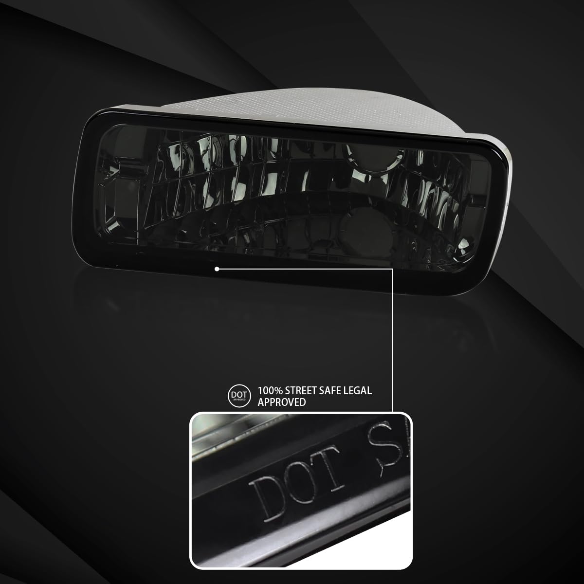 AUTOZENSATION Compatible with 1985-1992 Chevy Camaro Smoke Lens Bumper Lights