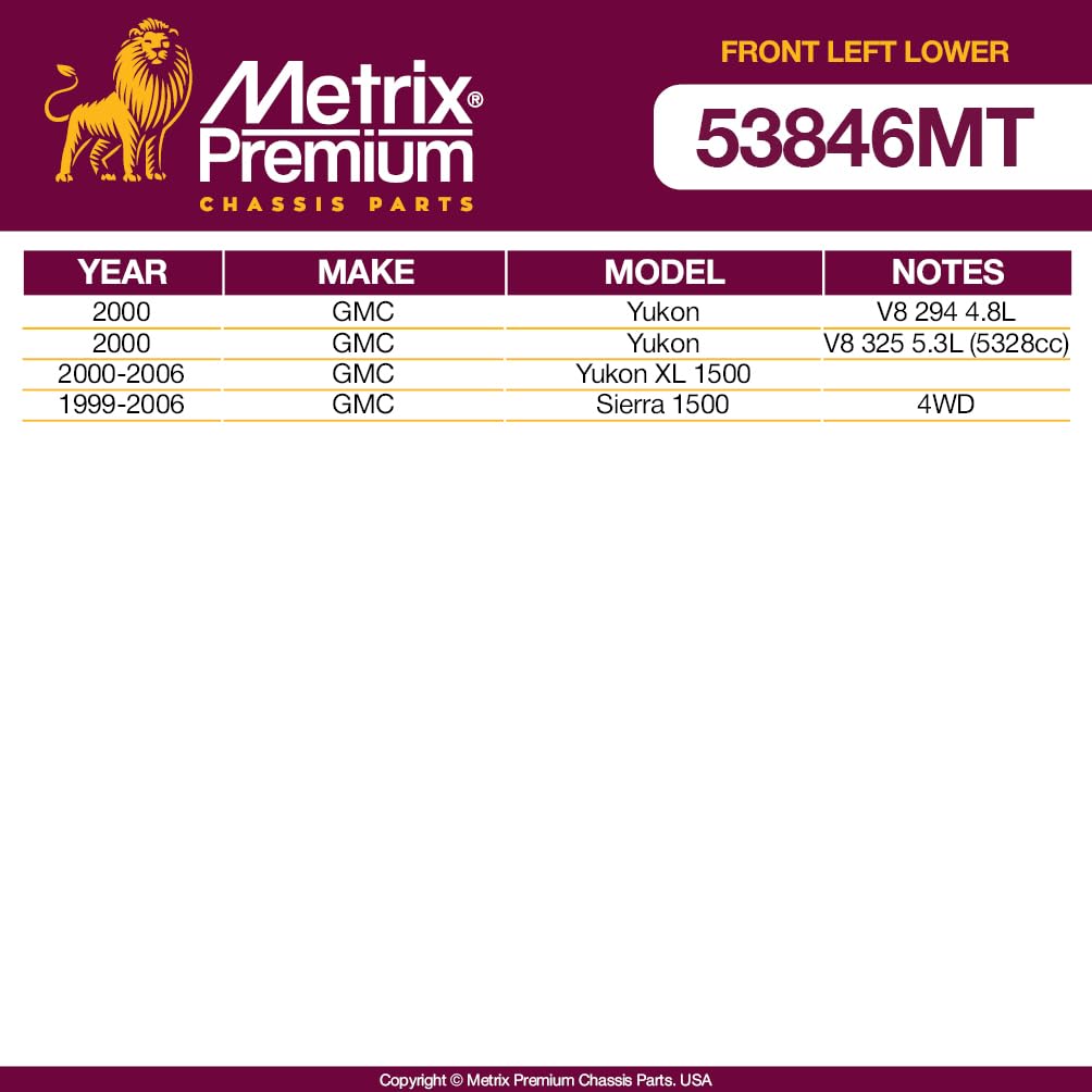 Metrix Premium Chassis Parts - Front Left Lower Control Arm W Ball Joint & Bushing Assembly Fits 02-06 Cadillac Escalade, 99-06