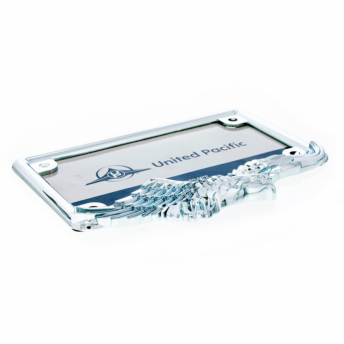 United Pacific 50118 Diecast Chrome Soaring Eagle Motorcyle License Plate Frame Holder, Detailed Design, Metal Construction, Dur